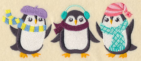 Fashion Penguins in Winter Wear