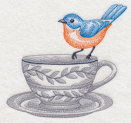Tea Party Bluebird (Toile)