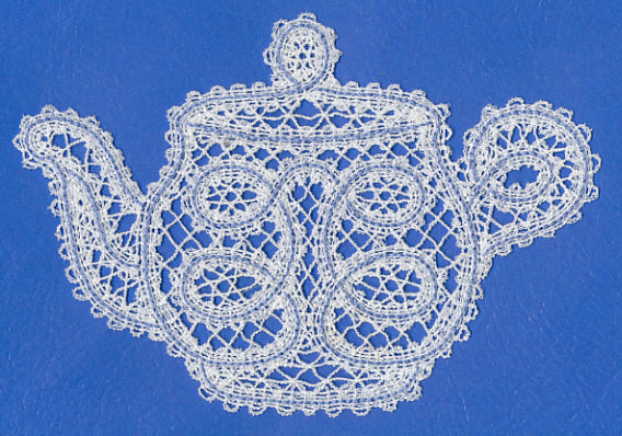 Tea Time Teapot (Battenburg Lace)