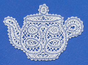 Tea Time Teapot (Battenburg Lace)