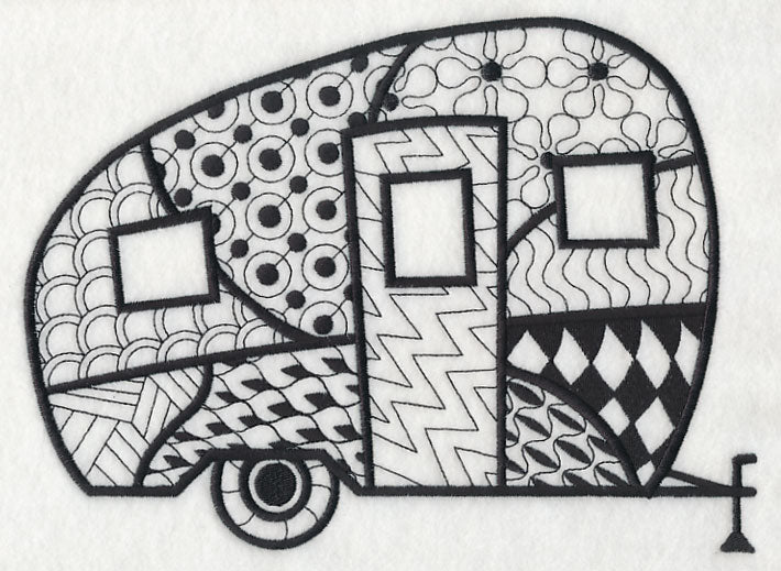 Canned Ham Camper (Blackwork)