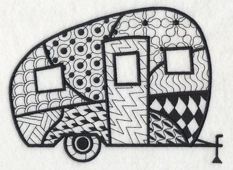 Canned Ham Camper (Blackwork)