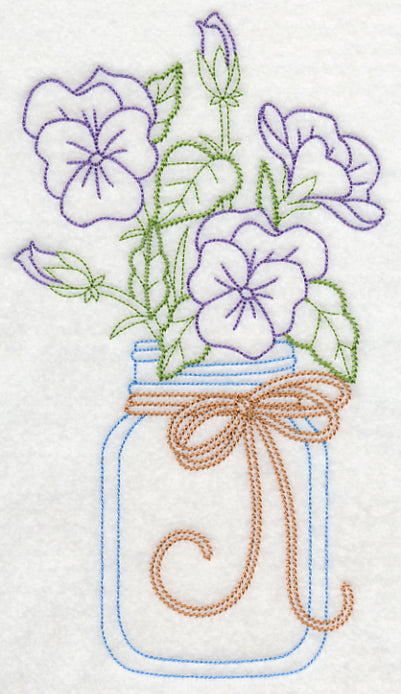 Blooming Violas in Mason Jar (Vintage)