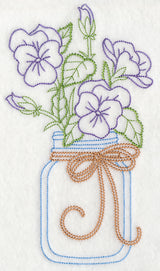 Blooming Violas in Mason Jar (Vintage)