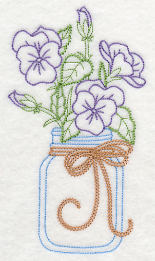 Blooming Violas in Mason Jar (Vintage)