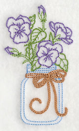 Blooming Violas in Mason Jar (Vintage)