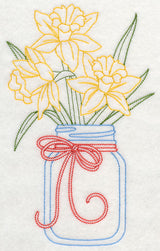 Blooming Daffodils in Mason Jar (Vintage)