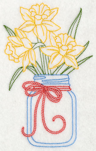 Blooming Daffodils in Mason Jar (Vintage)