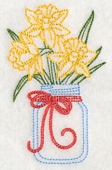 Blooming Daffodils in Mason Jar (Vintage)