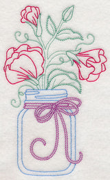 Blooming Sweet Peas in Mason Jar (Vintage)