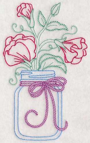 Blooming Sweet Peas in Mason Jar (Vintage)