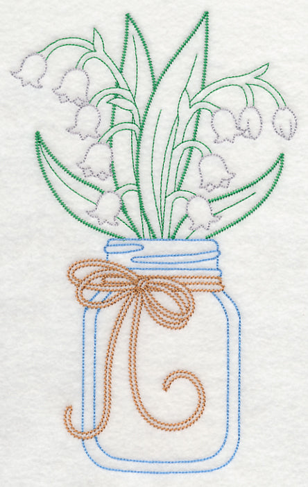 Blooming Lily of the Valley in Mason Jar (Vintage)