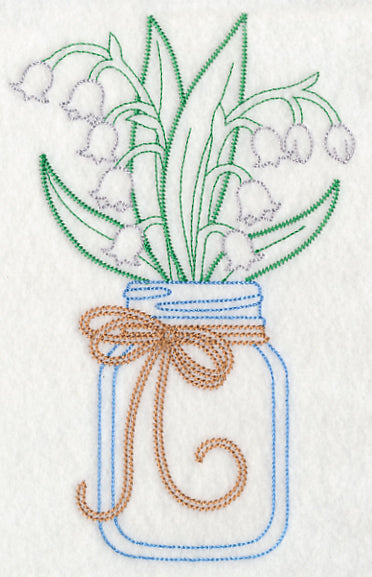 Blooming Lily of the Valley in Mason Jar (Vintage)