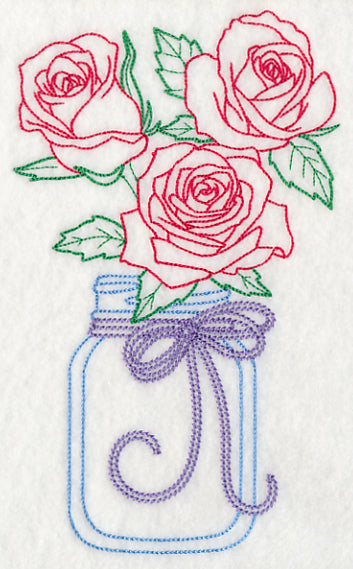 Blooming Roses in Mason Jar (Vintage)