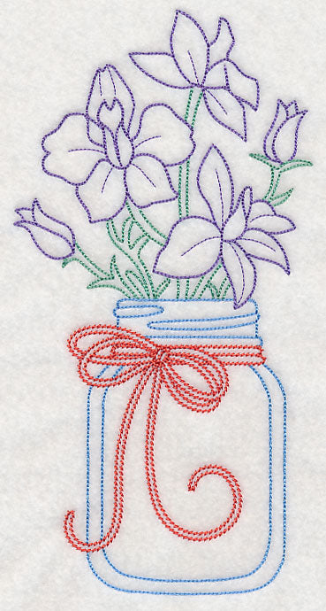 Blooming Larkspurs in Mason Jar (Vintage)