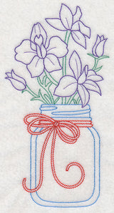 Blooming Larkspurs in Mason Jar (Vintage)