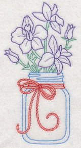 Blooming Larkspurs in Mason Jar (Vintage)