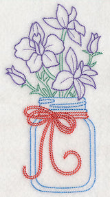 Blooming Larkspurs in Mason Jar (Vintage)
