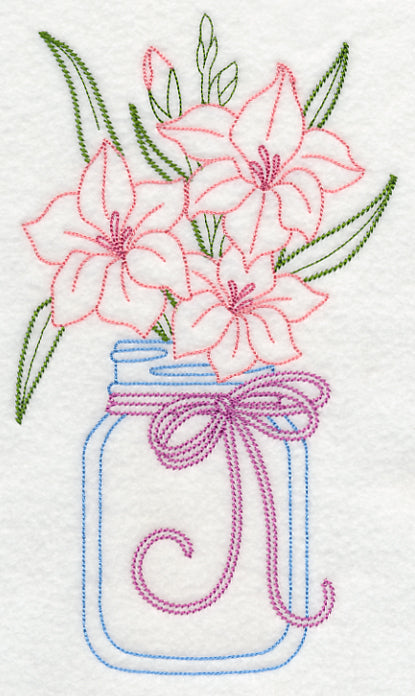 Blooming Gladiolus in Mason Jar (Vintage)