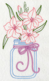 Blooming Gladiolus in Mason Jar (Vintage)