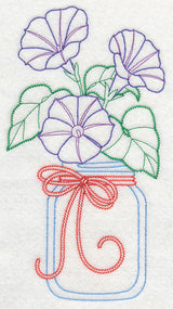 Blooming Morning Glories in Mason Jar (Vintage)