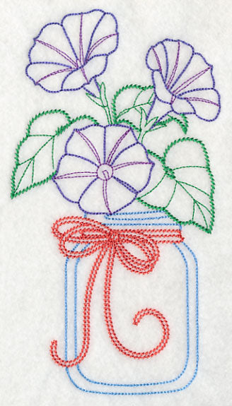 Blooming Morning Glories in Mason Jar (Vintage)