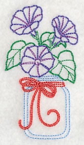 Blooming Morning Glories in Mason Jar (Vintage)