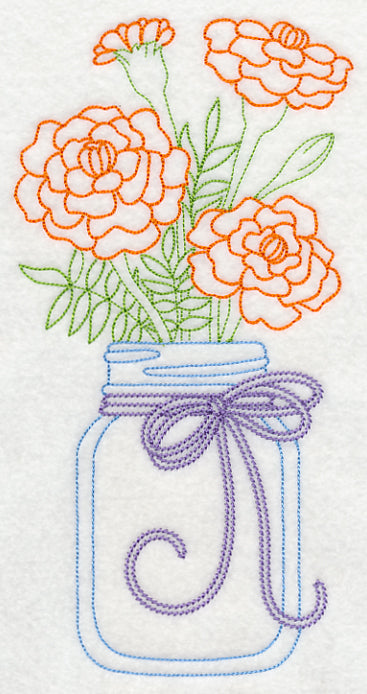 Blooming Marigolds in Mason Jar (Vintage)
