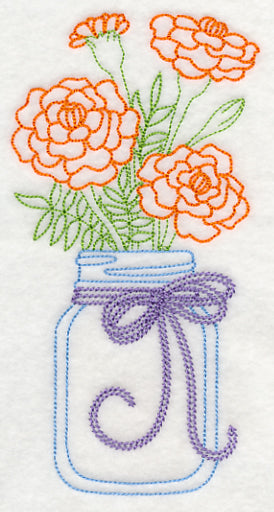 Blooming Marigolds in Mason Jar (Vintage)