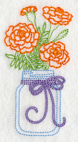 Blooming Marigolds in Mason Jar (Vintage)