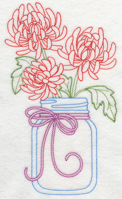 Blooming Chrysanthemums in Mason Jar (Vintage)