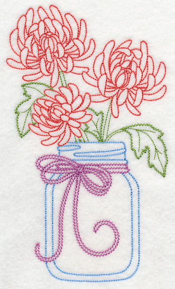 Blooming Chrysanthemums in Mason Jar (Vintage)