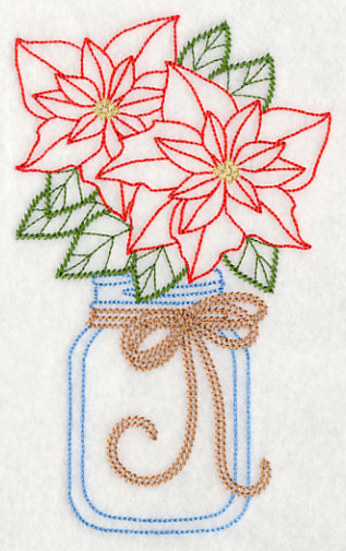 Blooming Poinsettias in Mason Jar (Vintage)