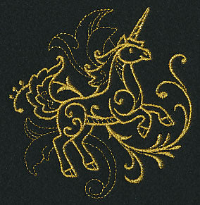 Unicorn Filigree (Goldwork)