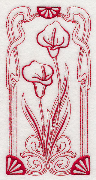 Art Nouveau Calla Lily (Redwork)