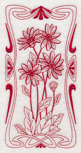 Art Nouveau Gerber Daisy (Redwork)
