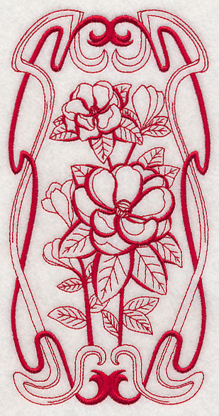 Art Nouveau Magnolia (Redwork)