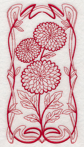 Art Nouveau Mums (Redwork)