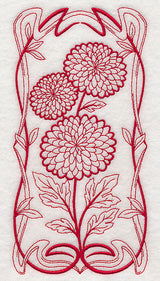 Art Nouveau Mums (Redwork)
