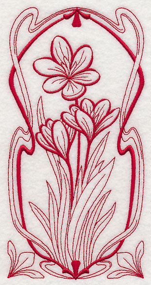 Art Nouveau Crocus (Redwork)
