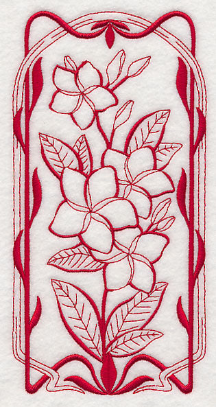 Art Nouveau Frangipani (Redwork)