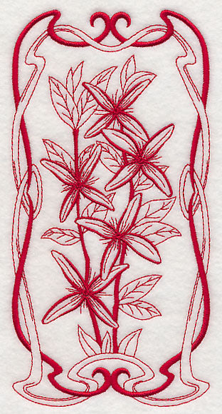 Australian Art Nouveau Old Man's Beard (Redwork)