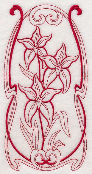 Australian Art Nouveau Cowslip Orchid (Redwork)