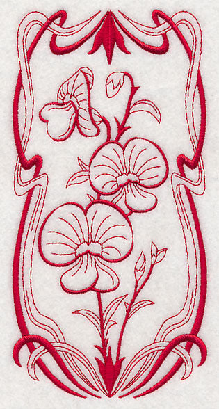 Australian Art Nouveau Flame Peas (Redwork)