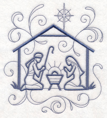 Doodle Holy Family in Stable