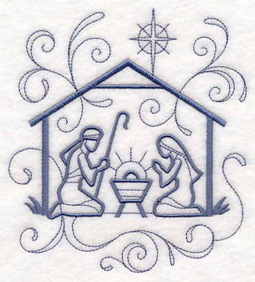 Doodle Holy Family in Stable