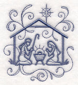 Doodle Holy Family in Stable