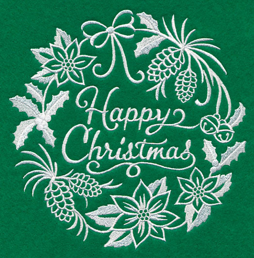 Happy Christmas Medallion (Whitework)