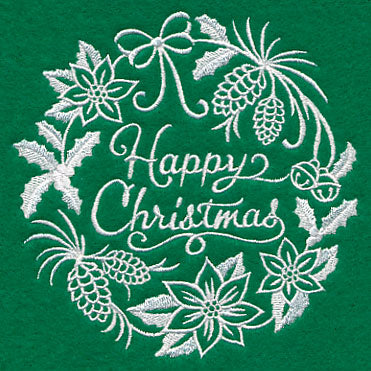 Happy Christmas Medallion (Whitework)