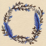 Wintry Feather Wreath in Watercolor